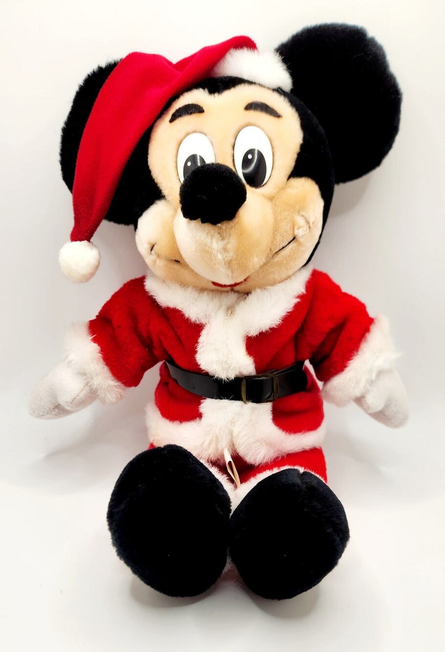 Vintage Disney World Mickey Mouse Santa Plush Christmas Stuffed Animal 16"
